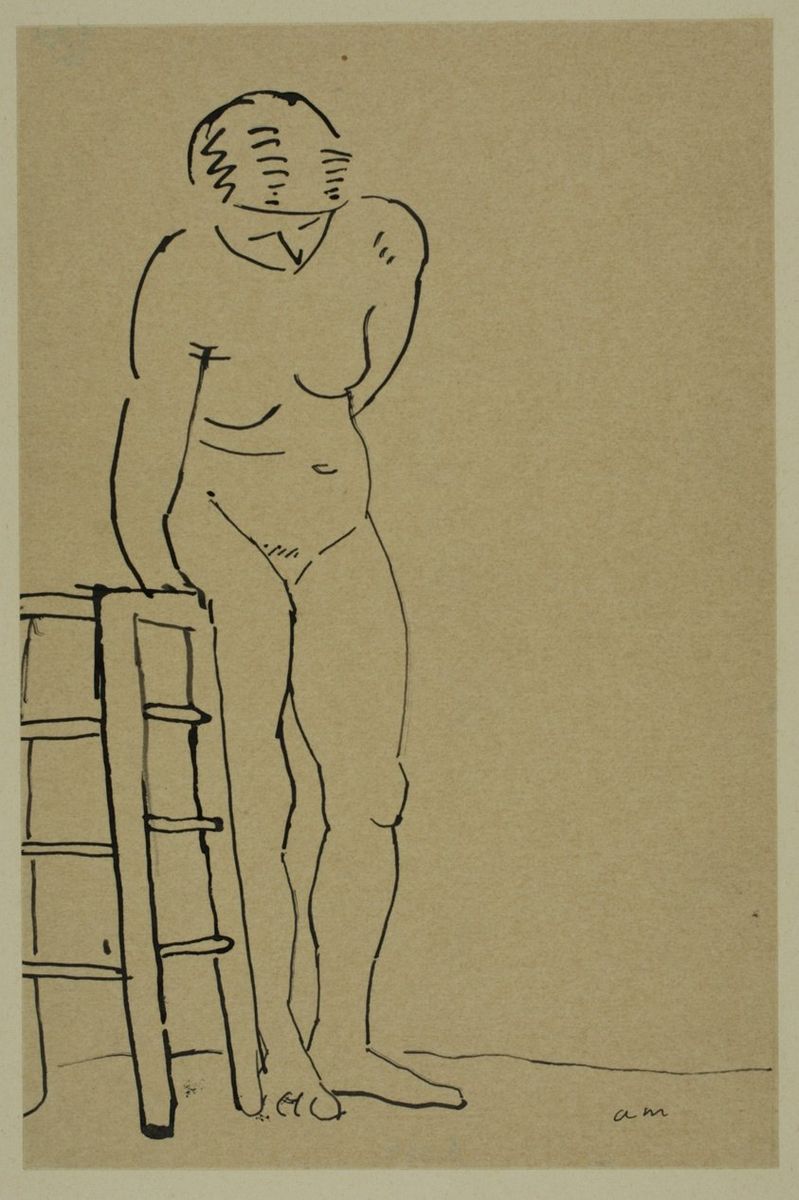 Standing Nude, Leaning on a Stool